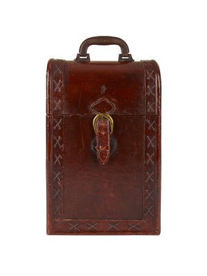  Vintage 1960s Leather and Wood Bottle Carrier Weston Table 