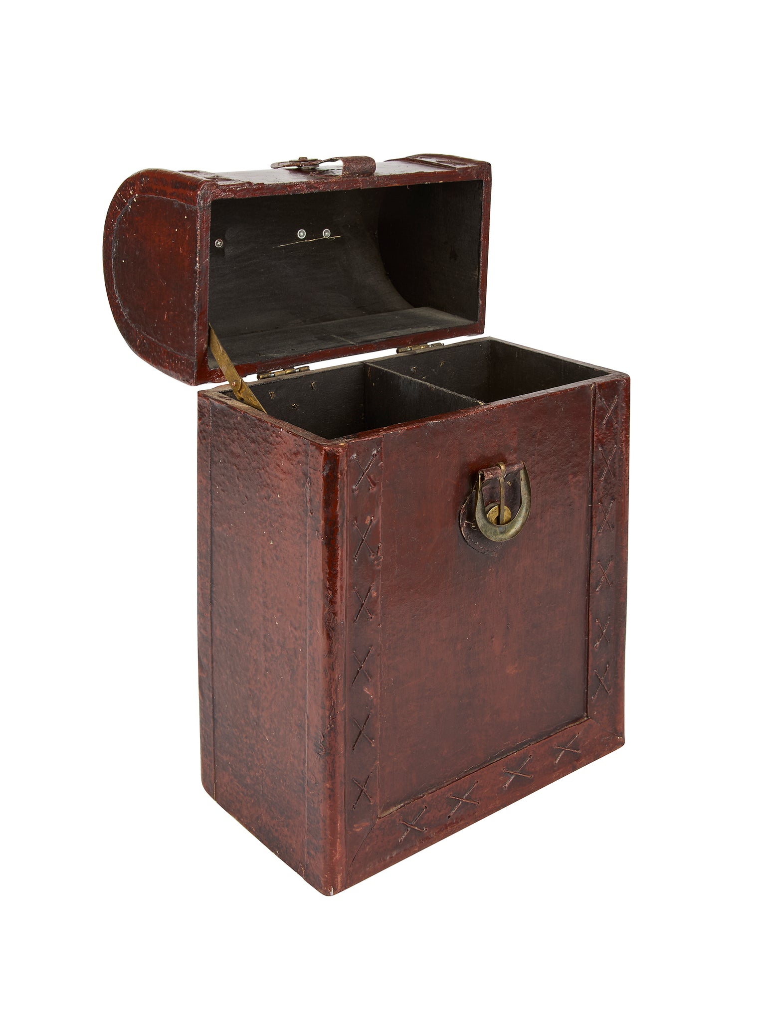 Vintage 1960s Leather and Wood Bottle Carrier Weston Table