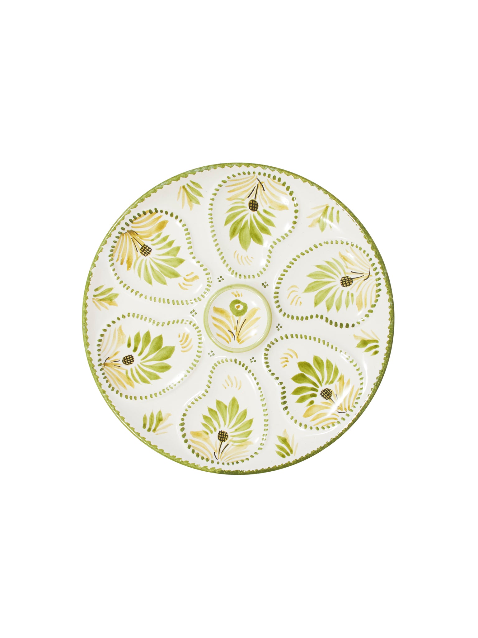 Vintage 1960s Lemon and Lime Quimper Oyster Plate Weston Table