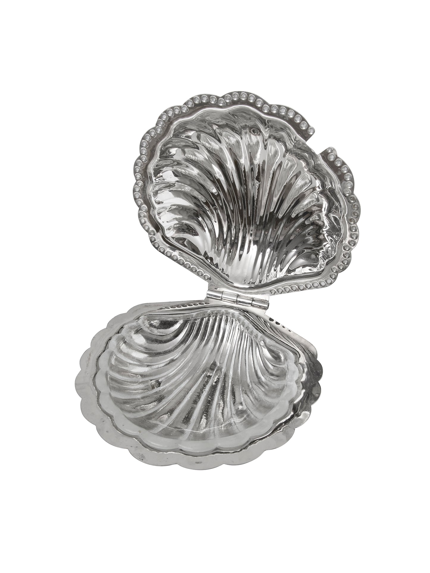 Vintage 1960s Lidded Silver Plate Clam Shell with Glass Dish Weston Table