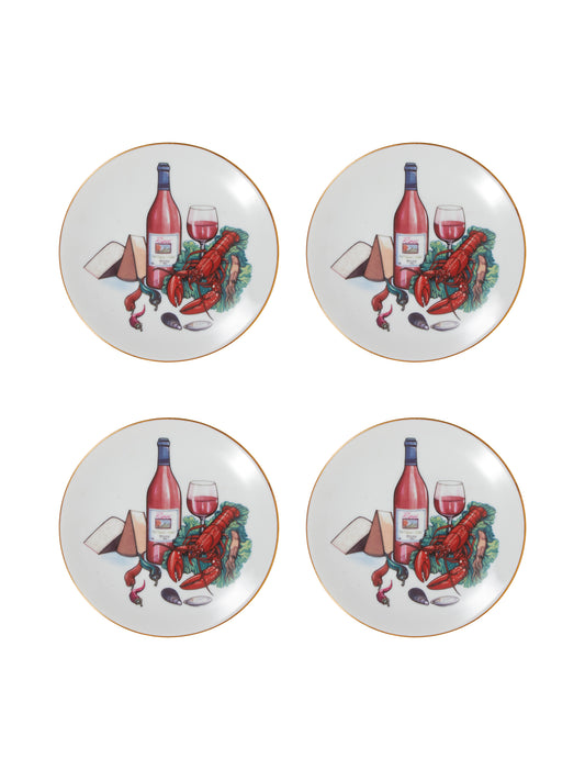 Vintage 1960s Lobster Canape Plates Set of Four Weston Table