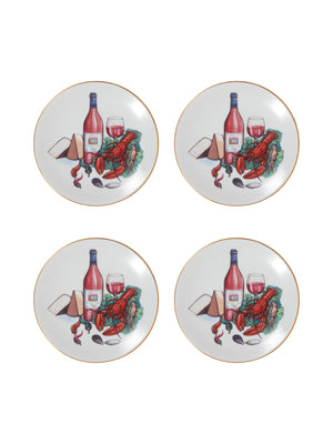  Vintage 1960s Lobster Canape Plates Set of Four Weston Table 