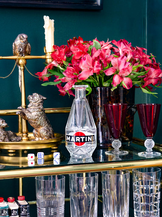 Vintage 1960s Martini Glass Advertising Bottle Weston Table