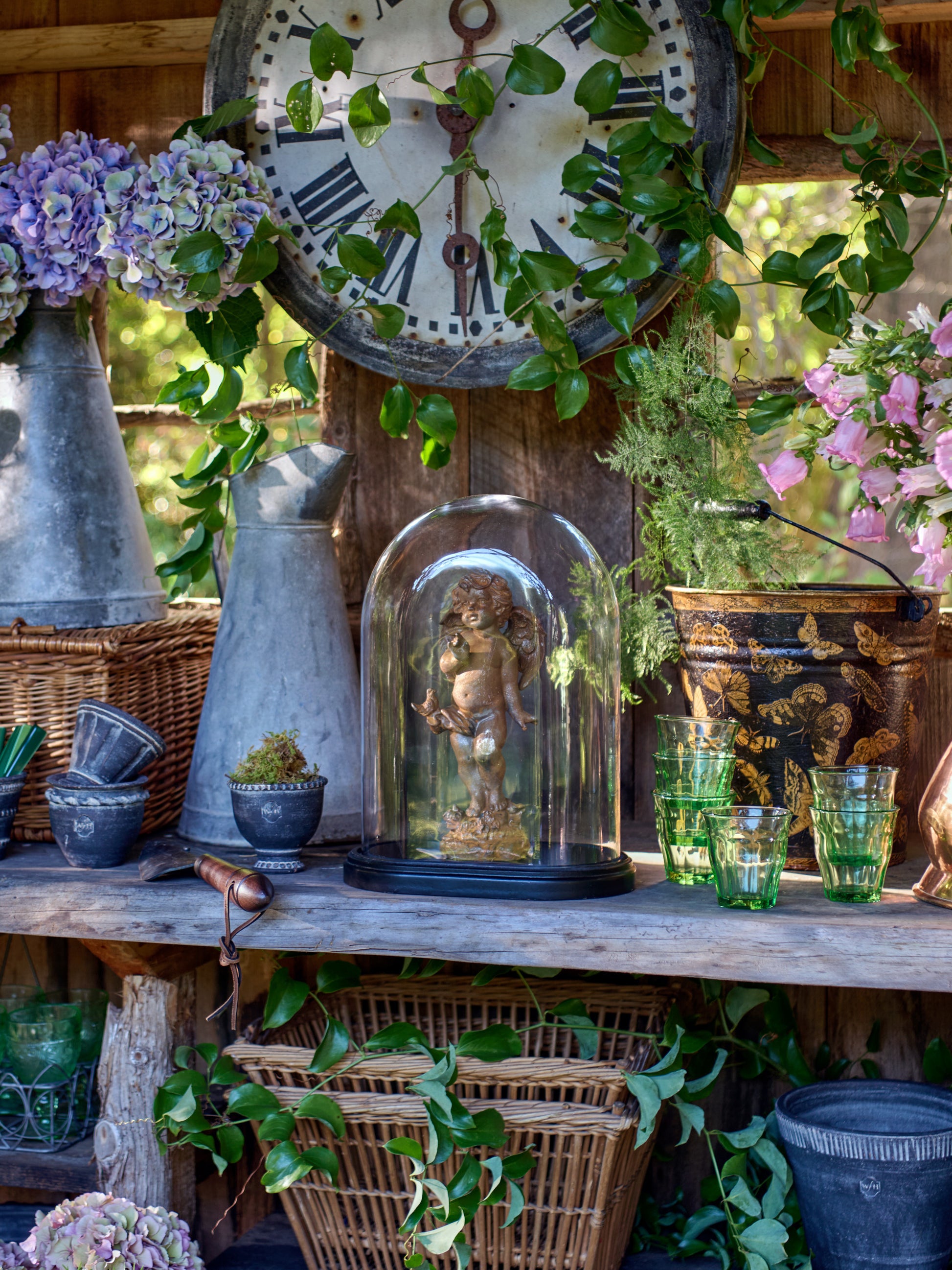 Vintage 1960s Oval Glass Cloche with Wood Base Weston Table