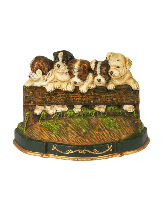 Vintage 1960s Puppies on Fence Cast Iron Doorstop One Weston Table