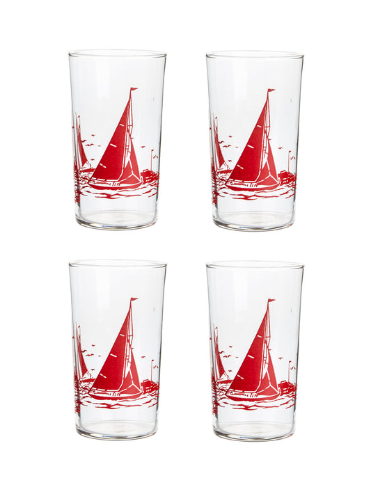 Vintage 1960s Red Sailboat Glasses Weston Table