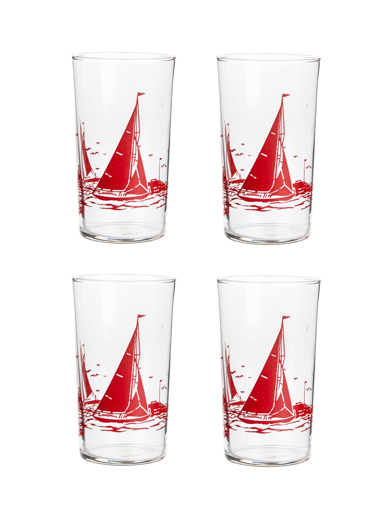 Vintage 1960s Red Sailboat Glasses Weston Table