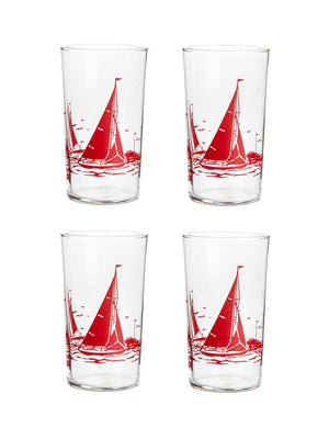  Vintage 1960s Red Sailboat Glasses Weston Table 