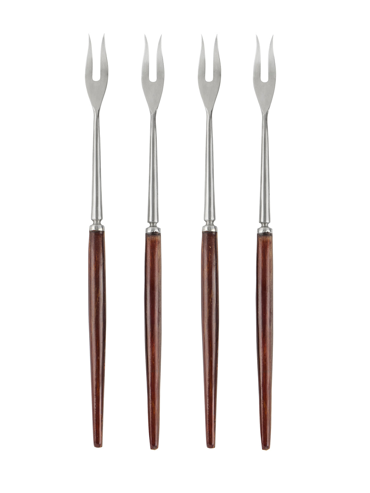 Vintage 1960s Royal Dauphin Two Tine Teak Fondue Forks Set of Four Weston Table