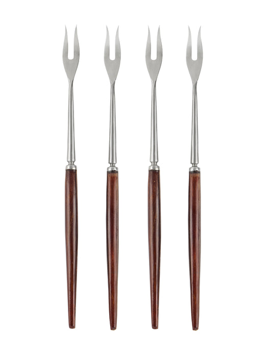 Vintage 1960s Royal Dauphin Two Tine Teak Fondue Forks Set of Four Weston Table