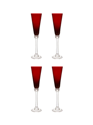  Vintage 1960s Ruby Red Champagne Flutes Set of Four Weston Table 