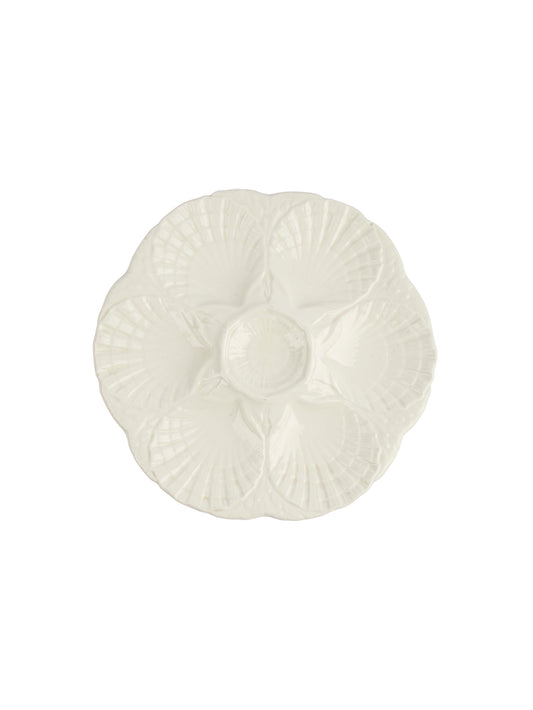 Vintage 1960s Sarreguemines White Oyster Plate Weston Table