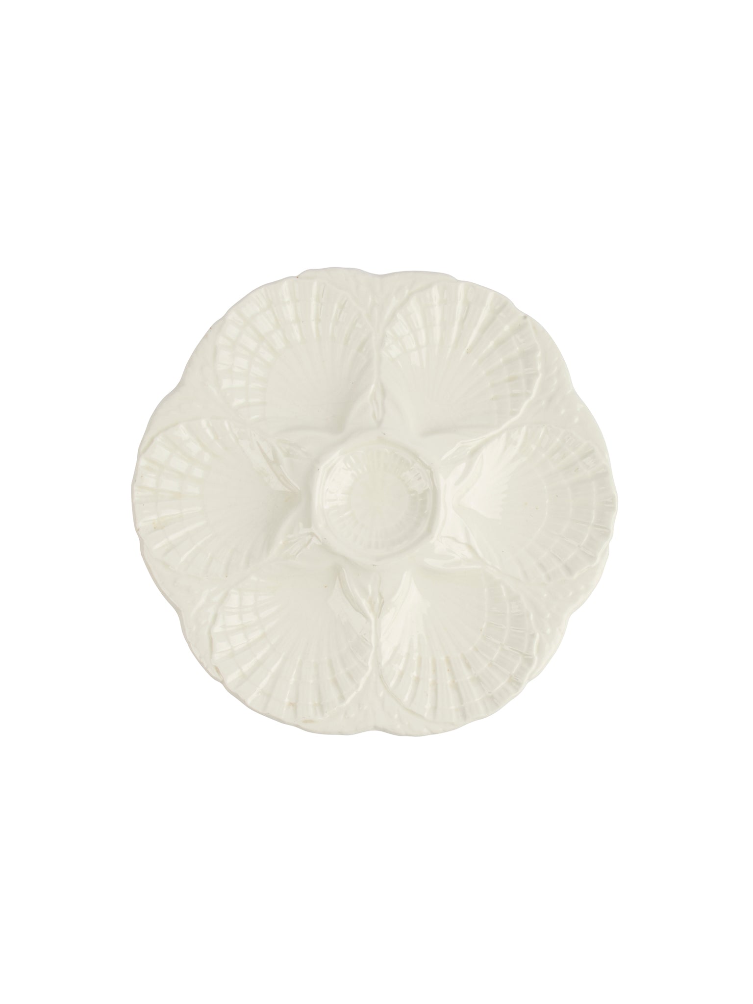 Vintage 1960s Sarreguemines White Oyster Plate Weston Table