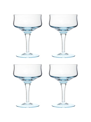  Vintage 1960s Sasaki Aqua Cocktail Glasses Set of Four Weston Table 
