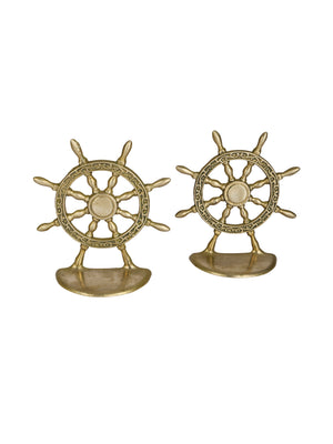  Vintage 1960s Ship Wheel Brass Bookends Weston Table 