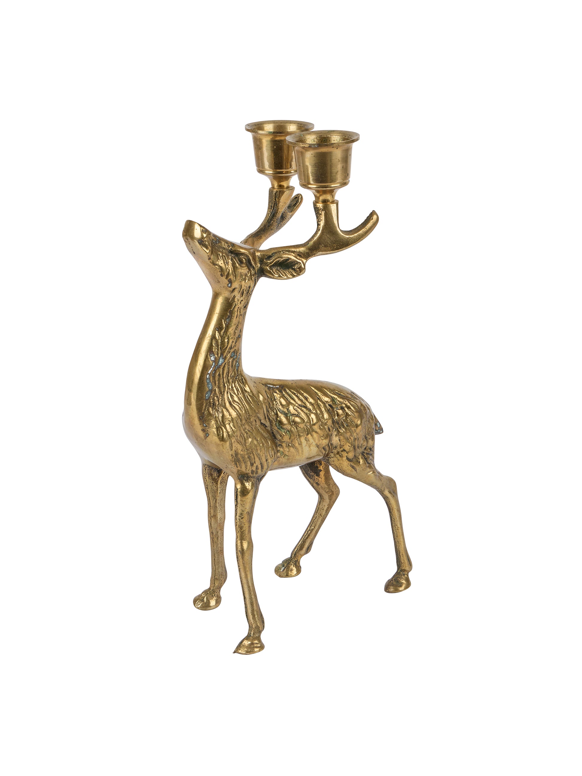 Vintage 1960s Small Brass Reindeer Candle Holder Weston Table