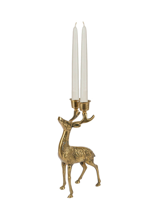 Vintage 1960s Small Brass Reindeer Candle Holder Weston Table