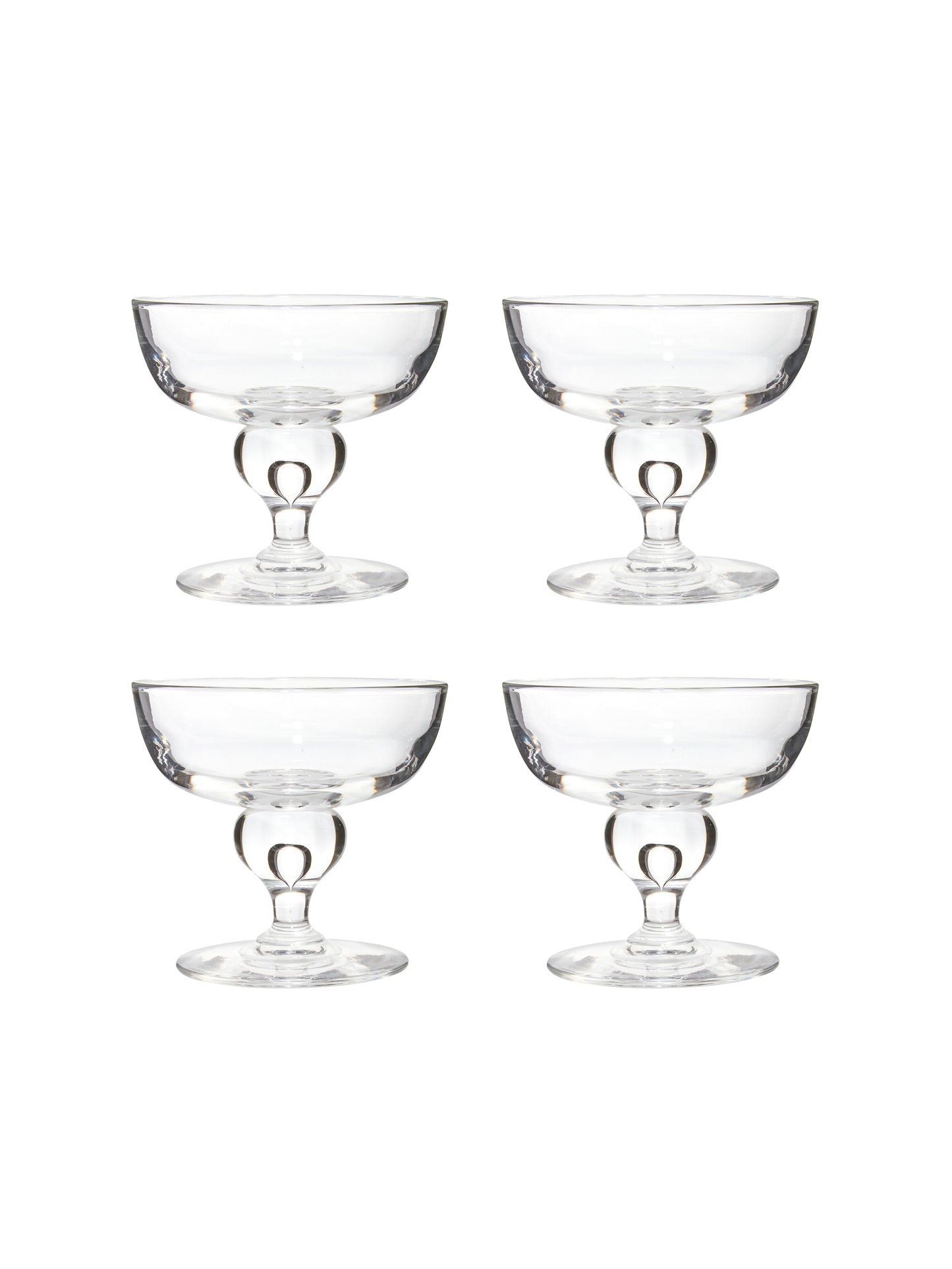 Vintage 1960s Steuben Champagne Coupes Set of Four Weston Table