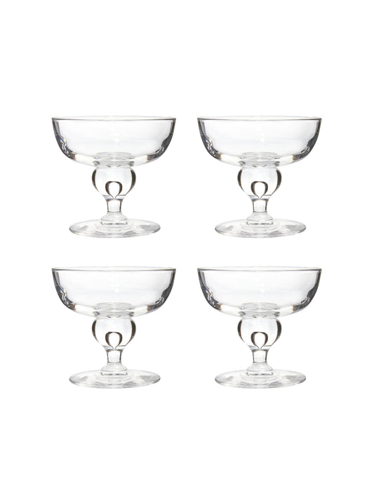 Vintage 1960s Steuben Champagne Coupes Set of Four Weston Table