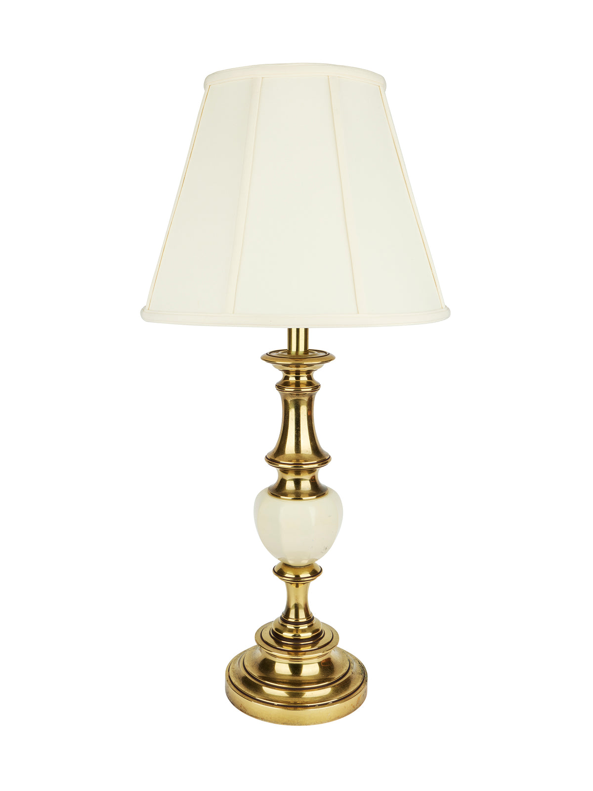 Vintage 1960s Stiffel Brass Lamp with Porcelain Orb One Weston Table