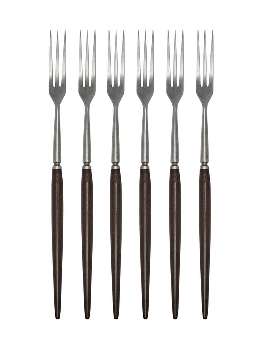 Vintage 1960s Teak Handled Long Forks Set of Six Weston Table