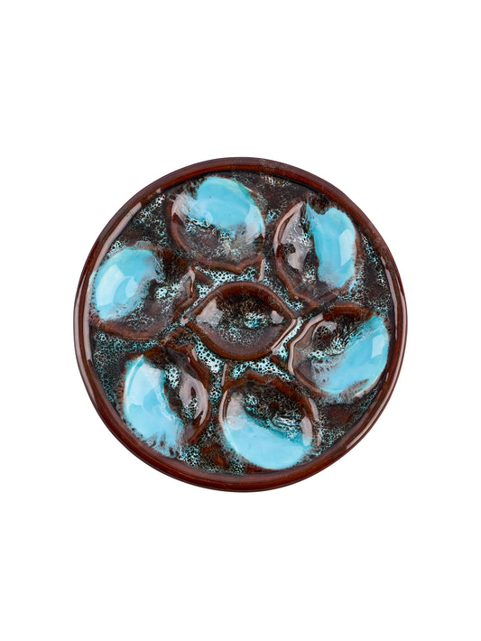 Vintage 1960s Vallauris Blue Lava Oyster Plate Weston Table