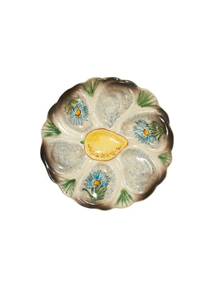  Vintage 1960s Vallauris Flower & Lemon Oyster Plate Weston Table 