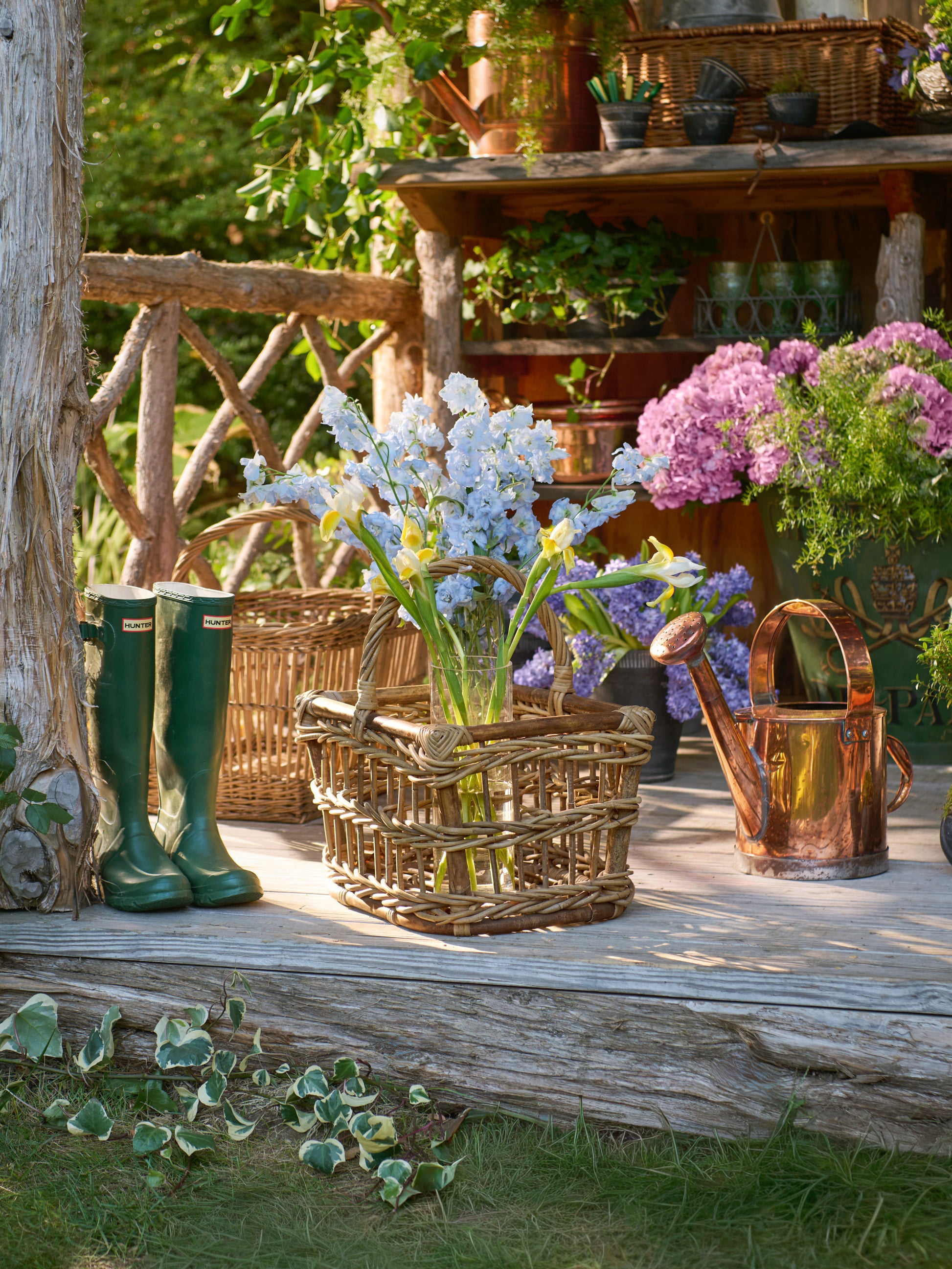 Vintage 1960s Wood and Wicker Glass Carrier Weston Table