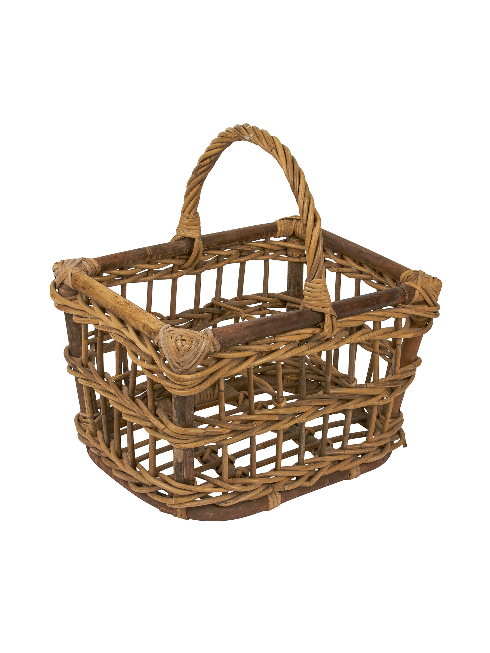 Vintage 1960s Wood and Wicker Glass Carrier Weston Table