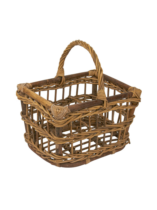 Vintage 1960s Wood and Wicker Glass Carrier Weston Table