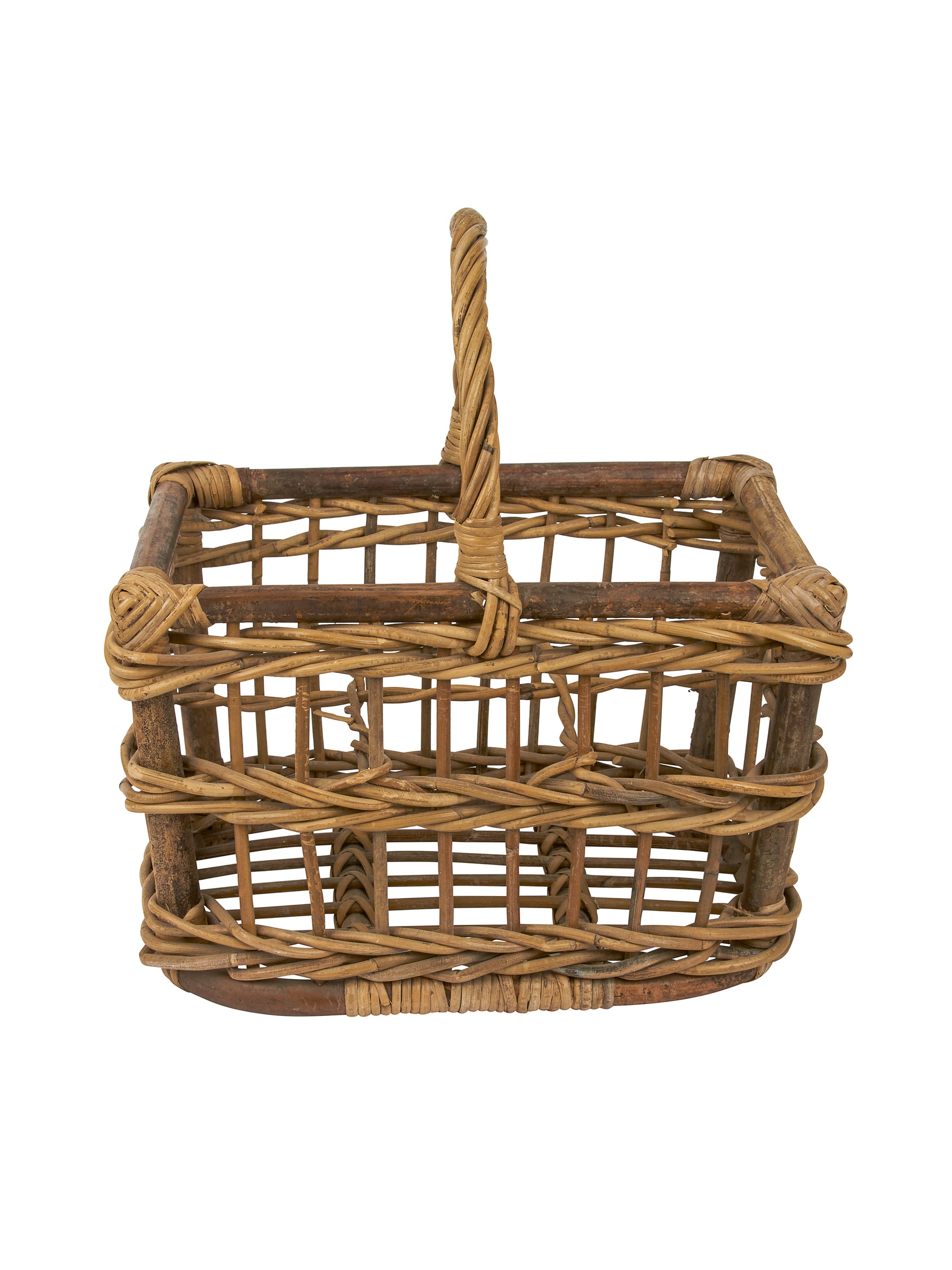 Vintage 1960s Wood and Wicker Glass Carrier Weston Table