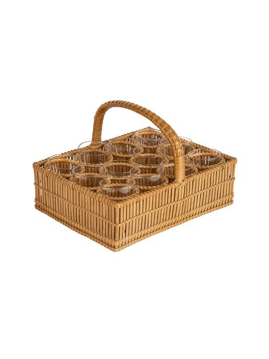 Vintage 1960s Woven Liqueur Glass Caddy Weston Table