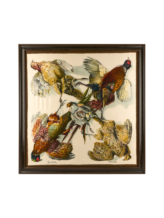 Vintage 1963 Hermes Belle Chasse Scarf Framed Art Weston Table
