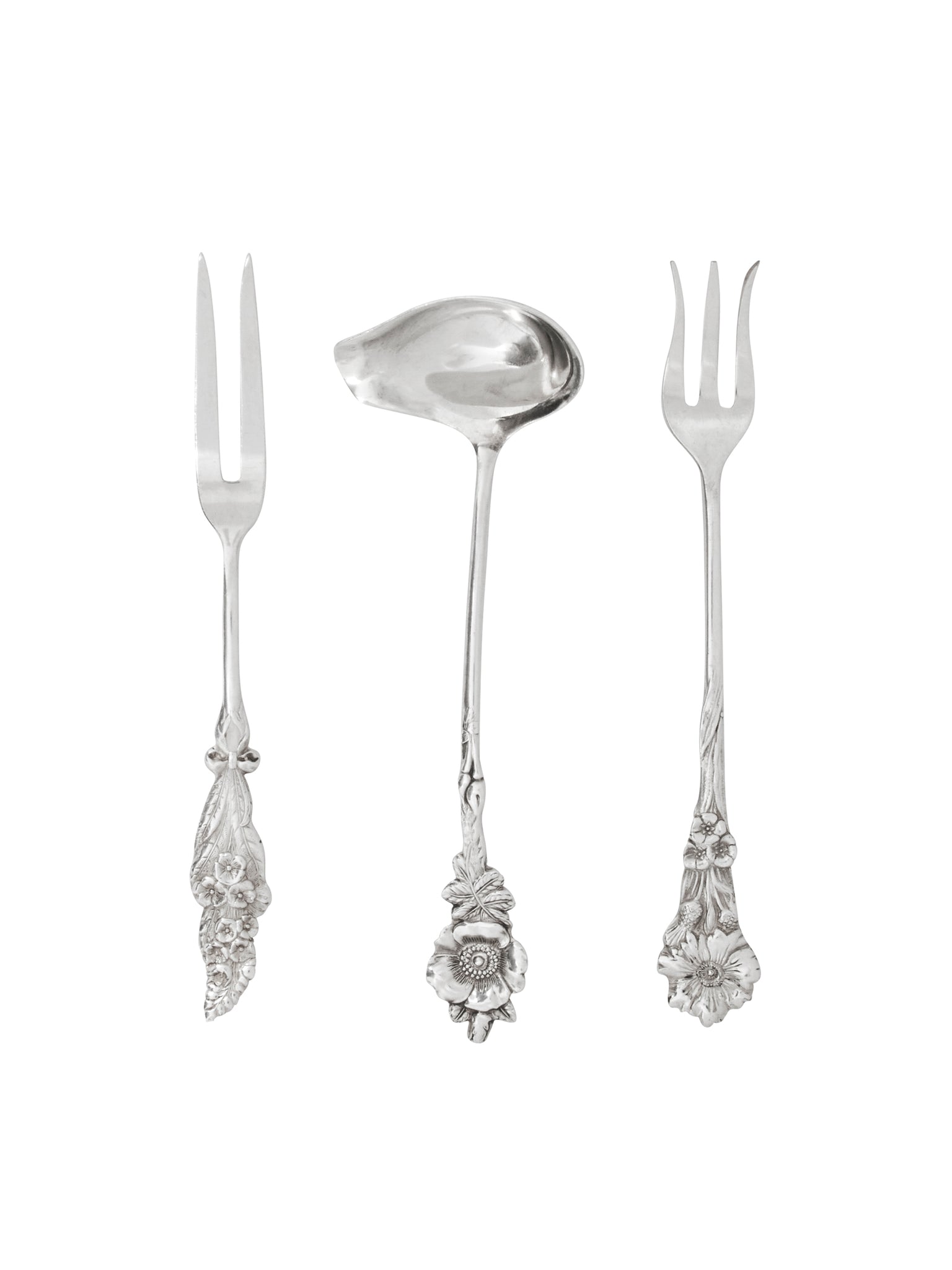 Vintage 1964 Reed & Barton Silver Plate Cream Ladle Lemon and Pickle Fork Set Weston Table