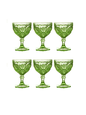  Vintage Retro Fostoria Crystal Moonstone Glasses Set of Six Weston Table 