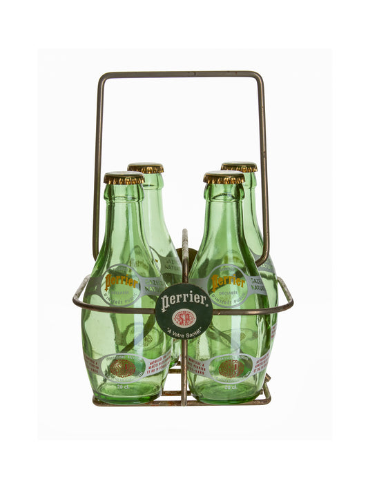 Vintage 1970s Perrier Glass Water Bottle Carrier Weston Table SP