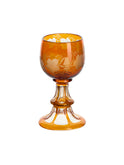 Vintage 19th Century Amber French Etched Trumpet Glasses Weston Table