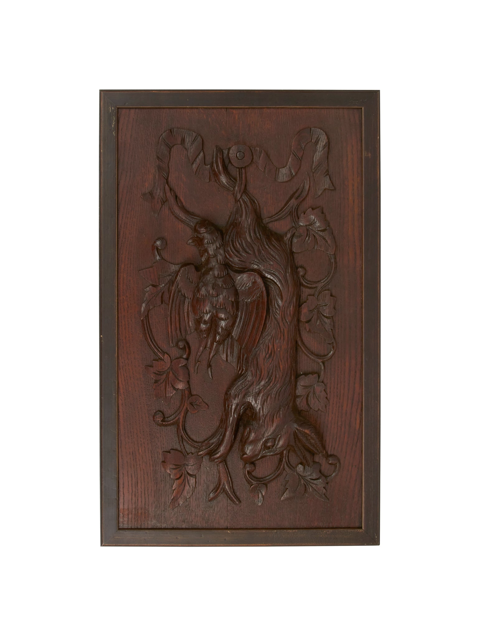 Vintage 19th Century Black Forest Carved Wall Panel Weston Table