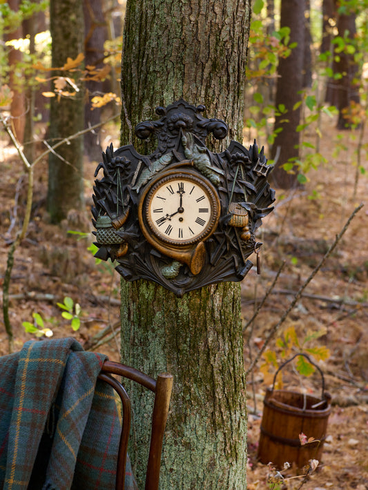 Vintage 19th Century Black Forest Cast Iron Clock Weston Table
