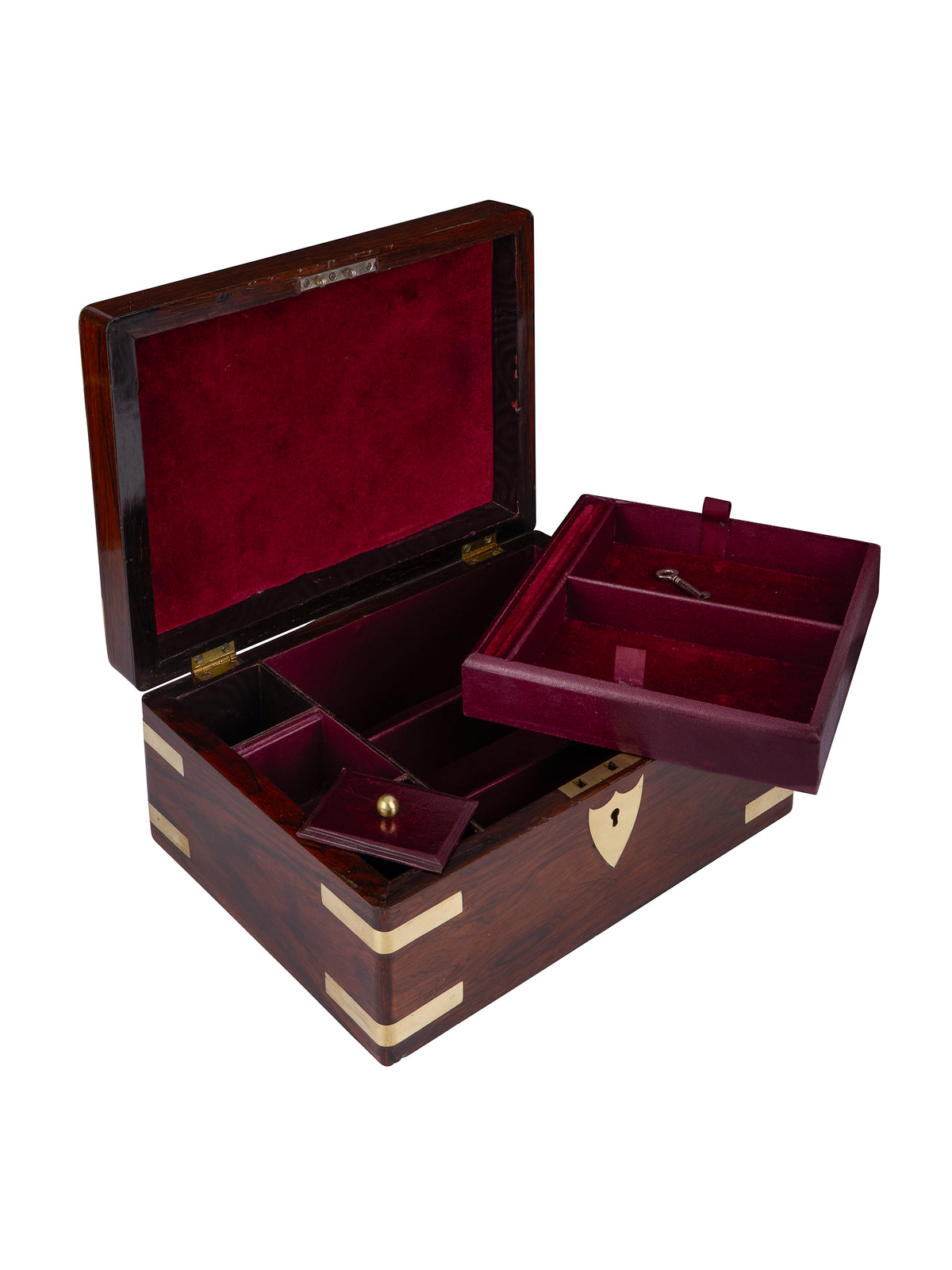 Vintage 19th Century Brass Bound Mahogany Traveling Box Weston Table