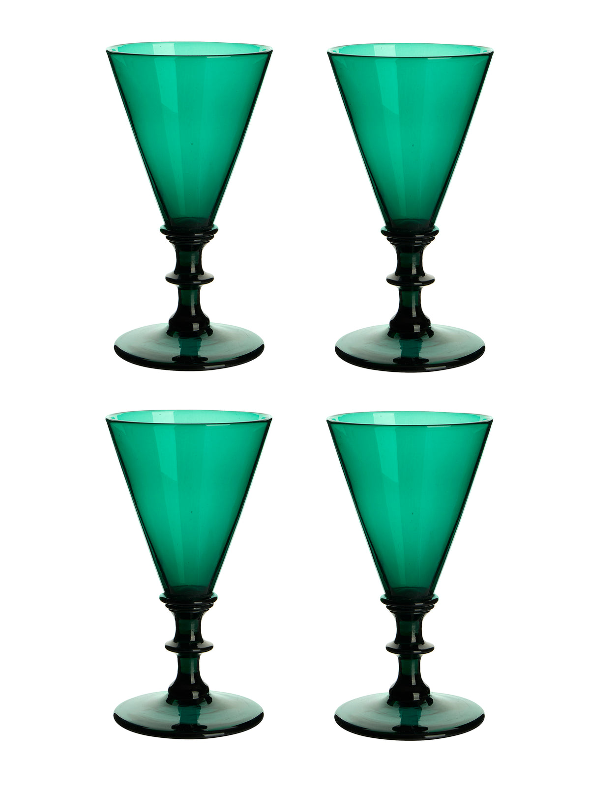 Vintage 19th Century Bristol Green Cocktail Glasses Set of Four Weston Table