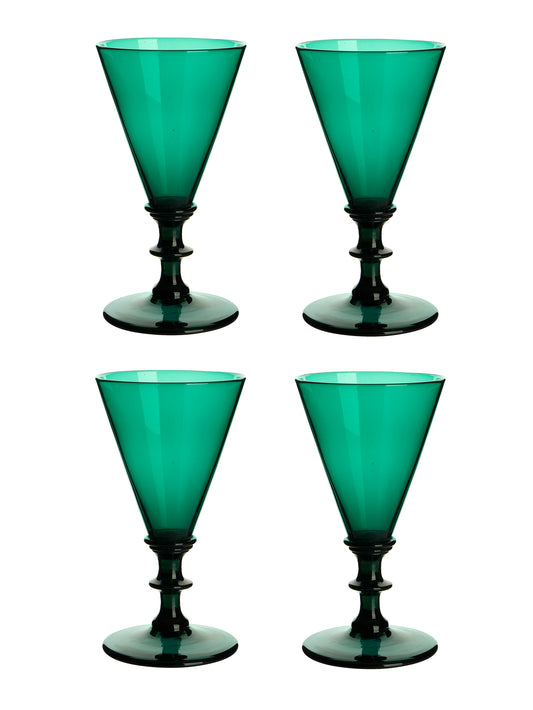 Vintage 19th Century Bristol Green Cocktail Glasses Set of Six Weston Table