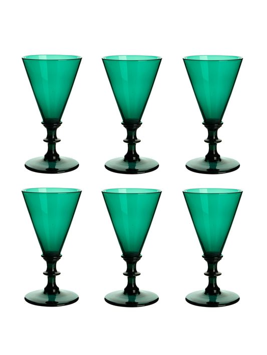 Vintage 19th Century Bristol Green Cocktail Glasses Set of Six Weston Table