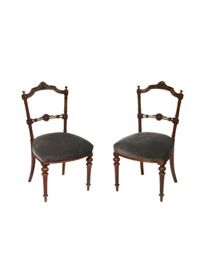 Vintage 19th Century Carved Chairs with Moleskin Seats Weston Table 