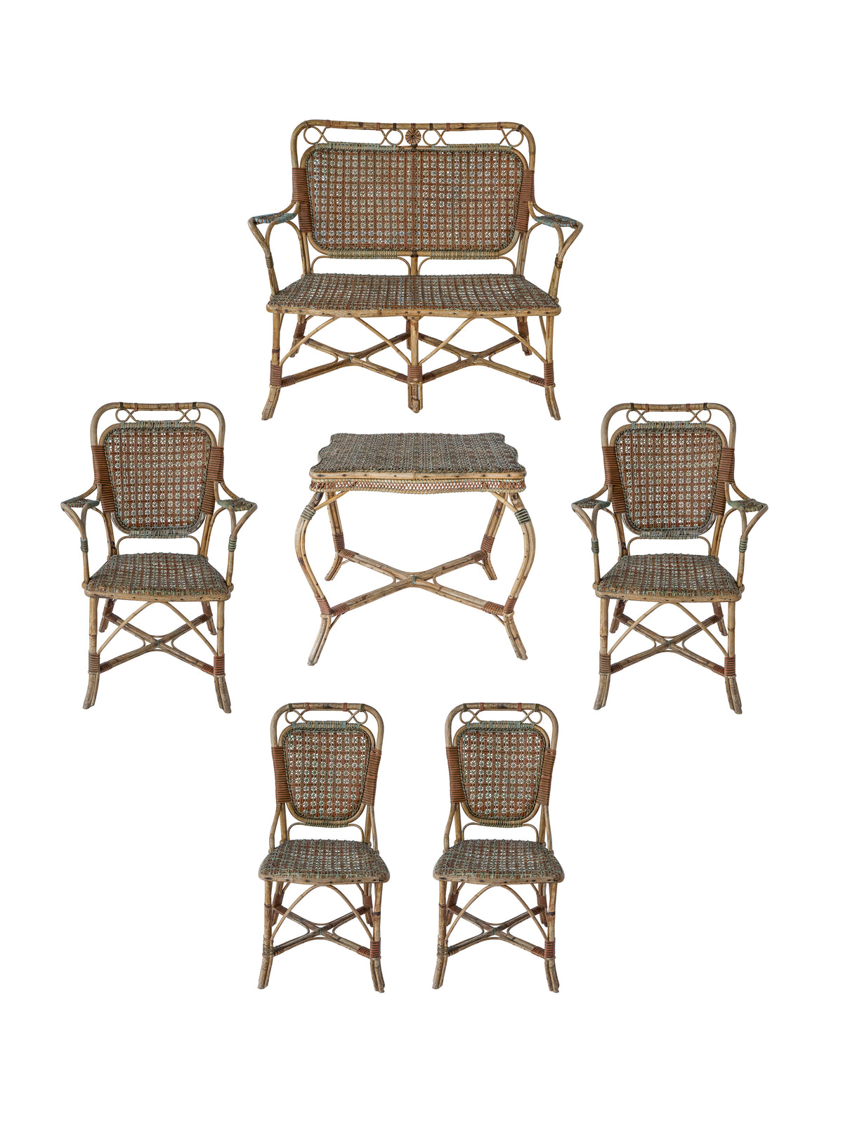 Vintage 19th Century Chartes Chateau Wicker Garden Set Weston Table