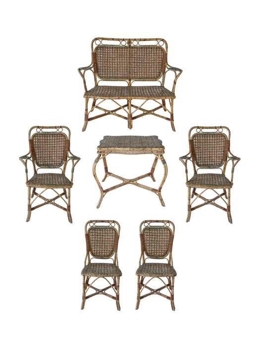Vintage 19th Century Chartes Chateau Wicker Garden Set Weston Table