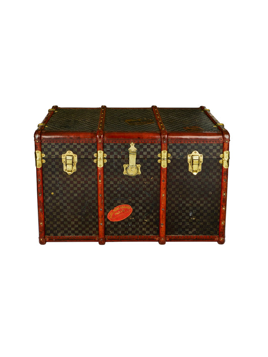 Vintage 19th Century Checked Courier Trunk Weston Table