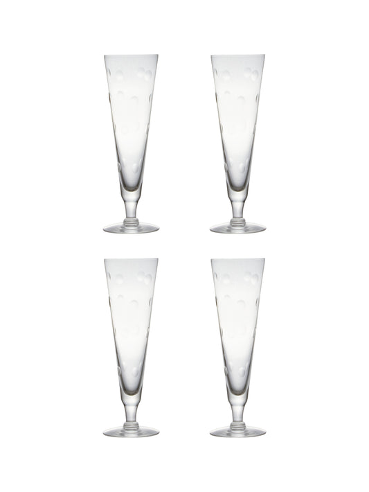 Vintage 19th Century Crystal Champagne Flutes Set of Four Weston Table