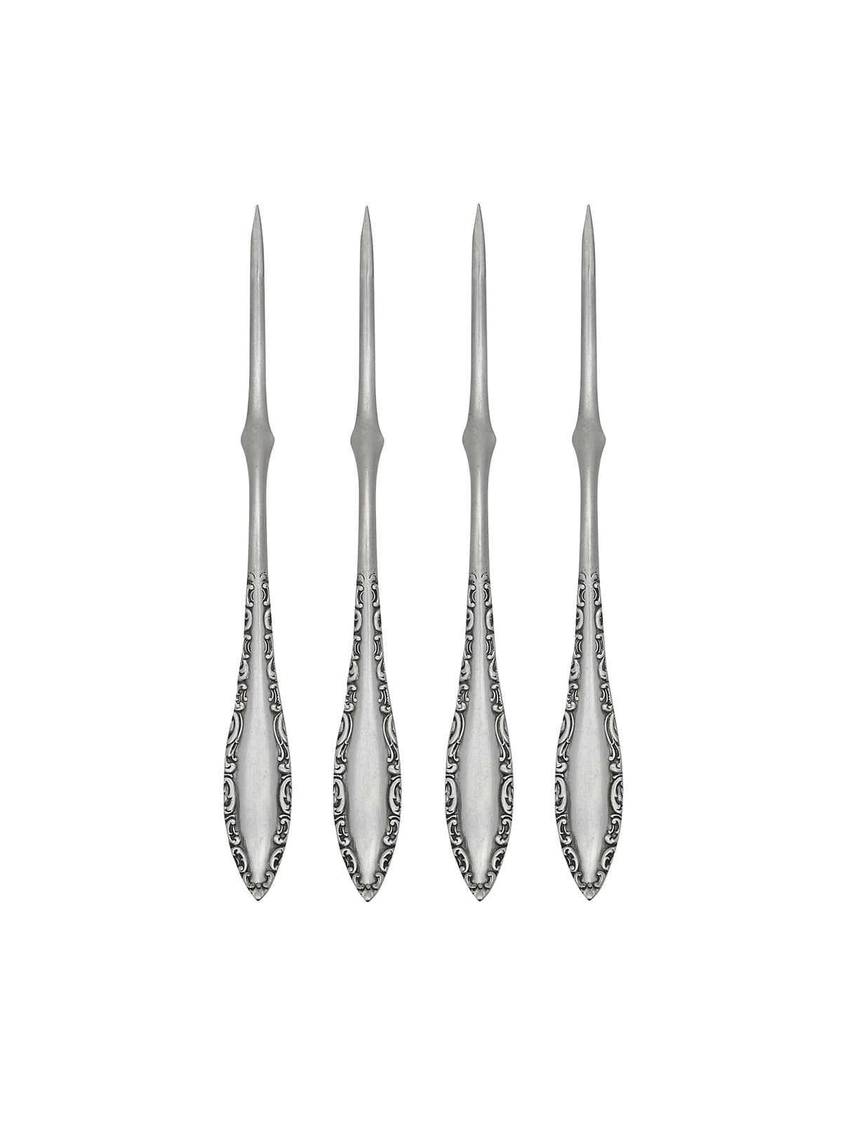 Vintage 19th Century Curran & Co. Silver Plate Nut Picks Four Weston Table