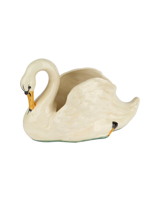 Vintage 19th Century Delphin Massier Porcelain Swan Planter Weston Table
